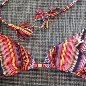 striped roxy bikini top